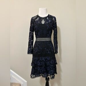 Blue & Black Lace Cocktail Holiday Dress